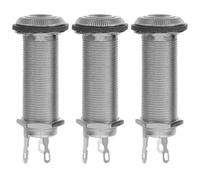 Kisangel 3pcs 6.35mm Guitar Barrel Jack Socket - Stereo Long Threaded Output Jack with 3 Pins - Mono Output Plug Socket for Bass Acoustic Guitar Replacement Part