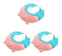 Kisangel 3pcs Adjustable Shower Shampoo Hat Boy Girl Visor Cap for Ear and Eye Cute Pig Design Bathing Accessory for Hair Washing and Trimming