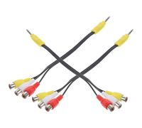 Kisangel 3pcs Av Connecting Cord Audio Adapter Video Adapter Cord Reusable Pvc Copper Wire Three Head Design One-to-three Female Seat Satellite Tv Connection Cable for Home Entertainment