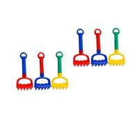 Kisangel 3Pcs Beach Sand Set with Plastic Rakes in Yellow, Red, and Blue - Lightweight Sand Pit Tools for Age 3-5 Outdoor Play and Sandbox Activities
