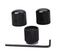 Kisangel 3pcs Black Dome Electric Bass Guitar Volume Tone Control Knobs with Hole and Wrench for Replacement and Repair Accessories