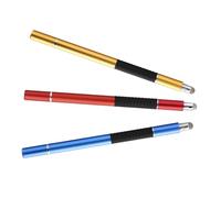 Kisangel 3pcs Capacitive Stylus Pen with Dual-end Fine Tip and Conductive Cloth Suction Head for Tablets and Phones Lightweight Portable Touchscreen Drawing Pens in Red and Gold