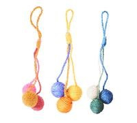 Kisangel 3PCS Hanging Sisal Cat Balls Interactive Scratcher for Indoor Cats and Kittens Bright Woven Spheres for Exercise and Entertainment