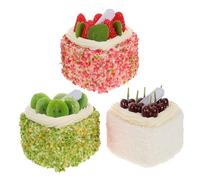 Kisangel 3pcs Lovely Fake Dessert Cake Models Delicate Lifelike Cake Props for Baking Decorations Party Food Props for Wedding Tabletop Display