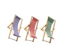 Kisangel 3pcs Mini Folding Beach Chairs Lightweight Wooden Dollhouse Furniture Accessories for Outdoor Scenes Stable Mini Deck Chair Models with Intricate Detailing for Beach Vacation and