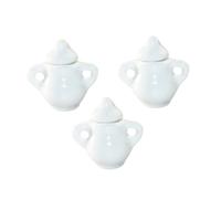 Kisangel 3pcs Miniature Porcelain Ceramic Tea Jugs White Mini Dollhouse Sugar Pots for Kitchen Decor DIY Craft Micro Landscape Photography Props