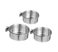 Kisangel 3pcs Parrot Feeder Parrot Feeding Cup Bird Feeder Container Parakeet Water Food Dish Bird Treat Holder Bowl Stainless Steel Silver