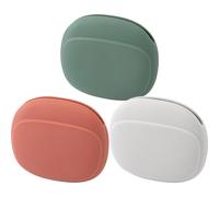 Kisangel 3pcs Silicone Earphone and Cable Organizer Storage Case for Travel Accessories with Earphone Protection, Small Sundries Bag in Quiet Gray, Bamboo Green, and Coral Red