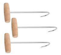 Kisangel 3pcs Stainless Steel Boot Pulls and Shoe Lifting Helpers Wooden Handle, Wear-resistant Shoe Aid Tools for Travel and Home Use