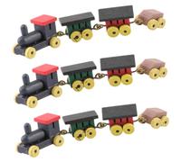 Kisangel 3Pcs Traditional Mini Train Colorful Wooden Train Model for Dollhouse Decoration Safe Craft for Living Room Bedroom Decor