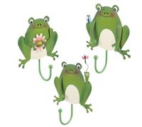 Kisangel 3pcs Wall Mounted Hook Set Frog Shape Iron Sundries Hanger for Kitchen and Hallway Multi-Functional Organizer with Stylish Cartoon Design for Key Hook Rack for Hanging