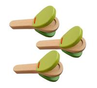 Kisangel 3pcs Wooden Castanets Musical Percussion for Parties and Early Learning Enhances Hand Eye Coordination and Listening Skills Random Color