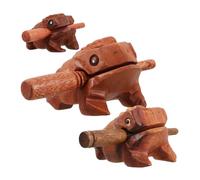 Kisangel 3pcs Wooden Lucky Frog Figurine Musical Percussion Instrument Desk Decor Office Home Shelf Ornament Unique Sound Maker
