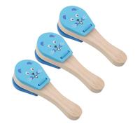 Kisangel 3pcs Wooden Percussion with Animal Designs Easy Grip Castanets for Early Music Learning Wood Musical Instruments for Developing Coordination and Rhythm Skills