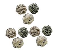 Kisangel 3sets Woven Rattan Round Ball Toys for Rabbits Guinea Pigs Hamsters Interactive Straw Toys Natural Scent 3pcs*3