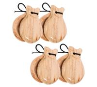 Kisangel 4 Pairs Wooden Castanets of Finger Percussion Instruments for Musical Education Rhythm Training and Talent Development for Teens and Beginners