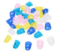 Kisangel 40 Pcs Large Flexible Silicone Fingertip Guards Non-Slip Finger Protectors for Counting Money and Paper Handling Sturdy Covers in Yellow Sky Blue Pink Transparent