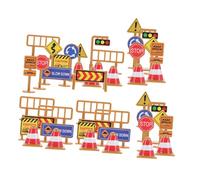 Kisangel 45pcs Traffic Play Signs Plastic Miniature Road Cones Stop Crosswalk Signals Educational for Boys Home School