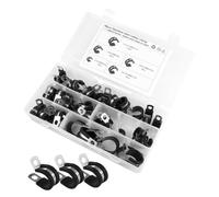 Kisangel 48 Pcs Grade Stainless Steel Rubber Cushioned Cable Clamps Assortment Kit with Insulated Cushion for Pipes Hoses Wiring Rustproof Corrosion Resistant for Automotive Industrial and