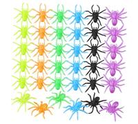 Kisangel 48 Pcs Halloween Party Favors Realistic Fake Spiders Stretchy Tpr Prank for Boys Spooky Goodie Bag Stuffers in Colors Black Purple Green Orange Blue Yellow