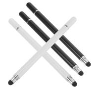 Kisangel 4pcs 3-in-1 Stylus Pen Set with Disc, Silicone, and Fine Point Tips for Tablets and Smartphones - Universal Writing and Drawing Touchscreen Pens, White and Black for Digital