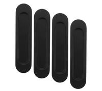 Kisangel 4pcs Adhesive Sliding Closet Door Handles Oval Recessed Flush Pulls for Glass and Wooden Doors No Drilling Required Black Finish Suitable for Wardrobes and Cabinet