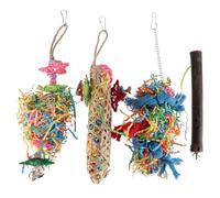 Kisangel 4pcs Bird Chewing Shredder for Parrots and Birds, Five-pointed Star Shape, Made of Paper and Straw, Bite Resistant and Keeps Beaks Strong and Healthy, for Cage and Garden Supplies