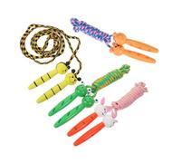 Kisangel 4pcs Cartoon Wooden Jump Rope for Creative Skipping Ropes Bee Brown Bear White Rabbit Frog Lightweight Exercise Equipment for Students