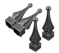 Kisangel 4pcs Cast Iron Fence Finials Gate Post Toppers Railing Post Caps Decorative Fence Guard Tops for Yard Garden Patio Porches Black
