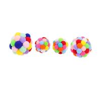 Kisangel 4pcs Colorful Cat Chew Balls Plush Interactive Pet Plaything for Indoor Cats and Kittens Teasing Exercising to Anxiety and Enhance Bonding