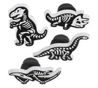 Kisangel 4pcs Dinosaur Skull Brooch Pins Set, Eye-catching Zinc Alloy Dinosaur Skeleton Shaped Badge Pins, Chic and Lifelike Miniature Fashion Lapel Brooch for Jacket or Bag Decoration