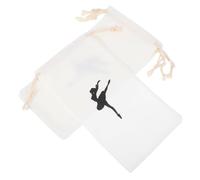 Kisangel 4pcs Drawstring Ballet Shoe Bags for Women Canvas Dance Shoe Organizer with Dancer Pattern Soft Portable Pouches for Ballet Dance Accessories Storage