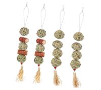 Kisangel 4pcs Grass Woven Chew Balls Hamster Molar Rabbit Biting Tooth Cleaning Hanging Chewing for Bunny and Hamster