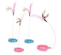 Kisangel 4pcs Interactive Cat Collar Toys Kitten Teaser Wands for Indoor Cats Safe Portable Multi-purpose Exerciser for Chasing and Playtime Activities