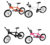 Kisangel 4pcs Mini Alloy Mountain Bike Models Finger Realistic Simulation Bicycle Collectible with Black White Pink Orange Colors for Display and Decor
