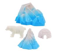 Kisangel 4pcs Mini Igloo with Realistic Houses and Polar Bear Figurines Detailed Snowy Micro Landscape Decorations for Boys Dollhouse and Diorama Display