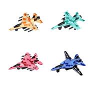 Kisangel 4Pcs Mini Pull Back Fighter Friction Powered Airplane for Safe Fun Airplane for Boys and Birthday Holiday
