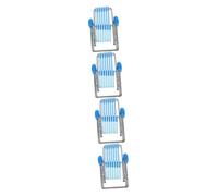 Kisangel 4pcs Miniature Beach Folding Chair Blue Striped Lounge Seat for Dollhouse Decoration and Cloth Material Compact for Micro Landscape Photography and Scene Models