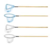 Kisangel 4Pcs Miniature Fishing Net Model Set for Dollhouse Decoration Small Insect Catching Nets in White and Blue for Dollhouse and Craft Accessories