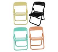 Kisangel 4Pcs Miniature Folding Backrest Chairs Realistic Mini Furniture Decor for Dollhouses Micro Landscape Photo Props Lovely Lightweight Ornaments Yellow Green Pink Orange Black