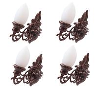 Kisangel 4pcs Miniature Luminous Wall Lamps for DIY Sand Table Decor Vintage Style Tiny Lights for Dollhouse and Mini House Landscape Accessories Warm Yellow Glow for Miniature Scenes