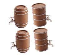 Kisangel 4pcs Miniature Wooden Wine Barrels for Dollhouse Micro Landscape Realistic Tiny Beer Barrel Figurines Decorative Props for Party Garden Oktoberfest and Home Decor