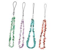 Kisangel 4Pcs Natural Crystal Beaded Phone Charm Strap Wrist Lanyard for Office School Travel Outdoor Stylish Gemstone Chain for Mobile Phones