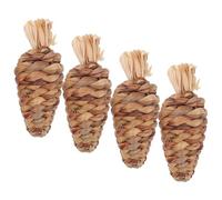 Kisangel 4Pcs Natural Water Grass Bunny Chewing Small Pet Teething for Hamsters Guinea Pigs Chinchillas Small Animals Stress Relief and Teeth Cleaning