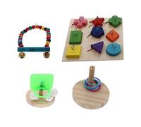 Kisangel 4Pcs Parrot Bird Training Set with Swing Basketball Hoop and for Intelligence Development and Stress Interactive Cage Accessories for Happy Parakeets and Parrots