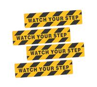 Kisangel 4pcs Pet Anti-slip Floor Tape with Caution Sticker Wear-resistant Safety Warning Decals for Stairs Platforms Wet Floor Alert Black Yellow Watch Your Step