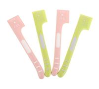 Kisangel 4pcs Pet Spoon Set for Cats and Dogs - Long Handle Cat Food Tin Openers with Mixing Spatulas, Ergonomic Plastic Utensils in Pink and Green for Wet Food Feeding