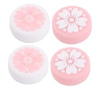 Kisangel 4pcs Pink Silicone Joystick Grip Button Covers Cherry Blossom Protective Caps for Game Controllers Smooth Comfortable Skin Replacement