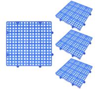 Kisangel 4pcs Plastic Deck Tiles Interlocking Floor Tiles 11.8 Inch Blue Plastic Hollow Patterned, Not Easy to Break, Safety Garden Path, Lawn, Patio and Decking