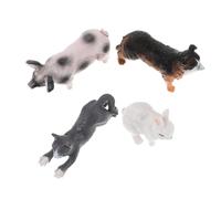 Kisangel 4Pcs Realistic Farm Animal Set with Rabbit, Dog, Pig, Cat Figures Plastic Miniatures for Pretend Play, Learning Ornaments and Birthday Party Cake Toppers